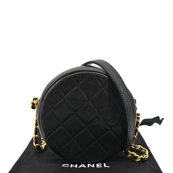 Chanel Round Quilted Caviar Leather Clutch Bag- Back