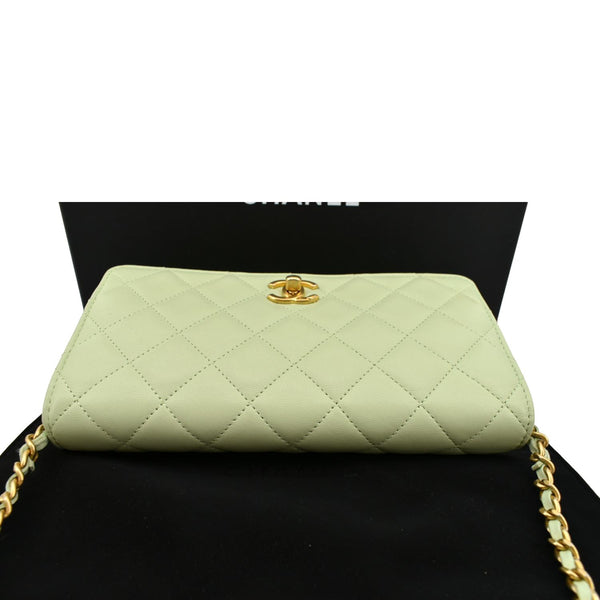CHANEL CC Pearl Crush Lambskin Leather Wallet On Chain Crossbody Bag Light Green