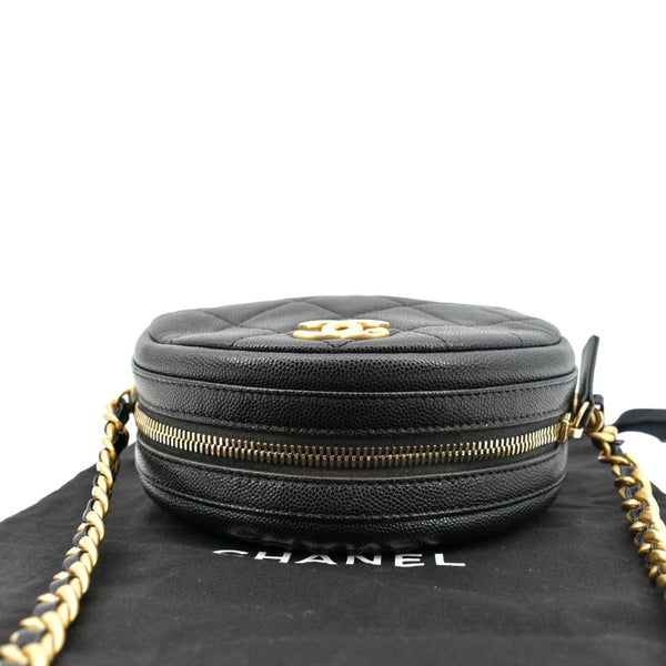 Chanel Round Quilted Caviar Leather Clutch Bag - Top