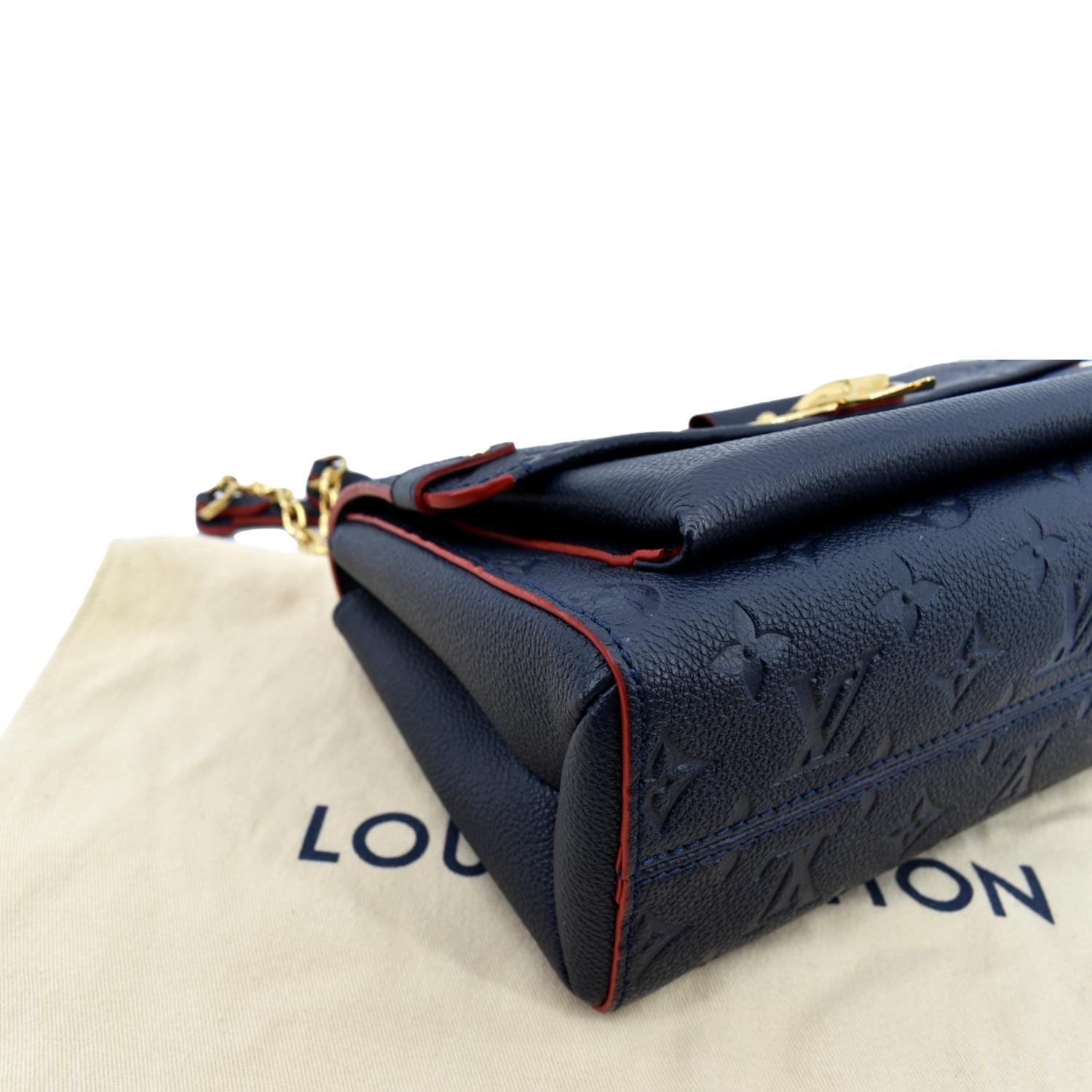 LOUIS VUITTON Vavin PM Monogram Empreinte Leather Shoulder Bag Navy Bl