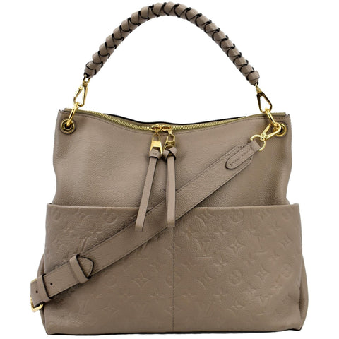 LOUIS VUITTON Maida Monogram Empreinte Leather Hobo Shoulder Bag Tourterelle