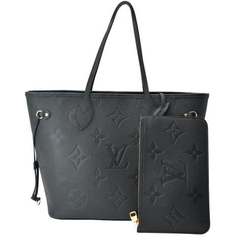 LOUIS VUITTON Neverfull MM Monogram Empreinte Tote Bag Black