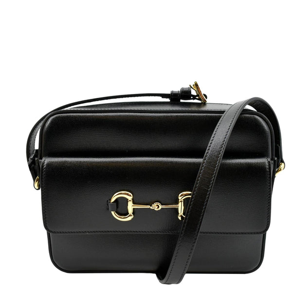 Gucci Horsebit 1955 Small Leather Shoulder Bag Black - Front