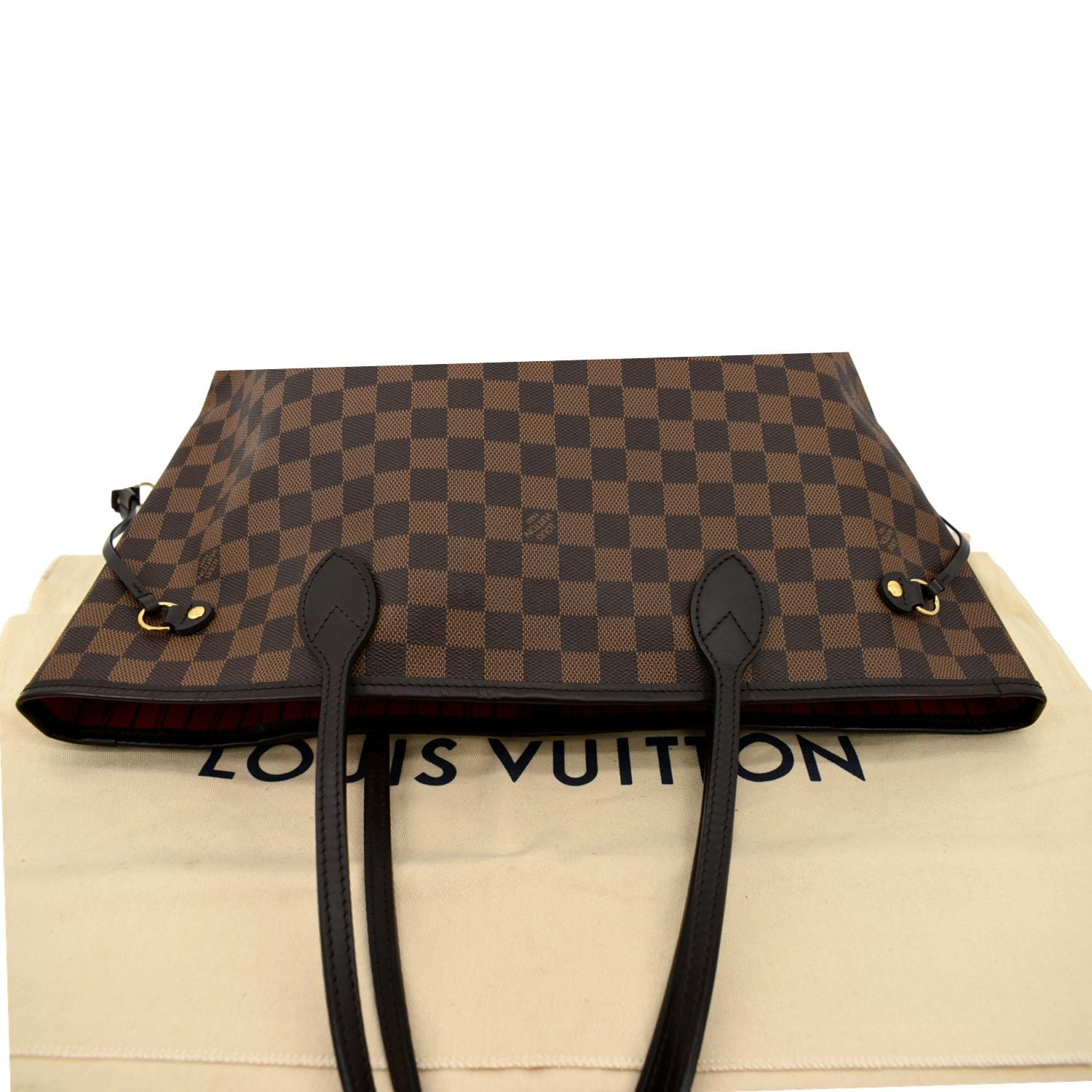 LOUIS VUITTON Neverfull MM Damier Ebene Tote Bag Brown