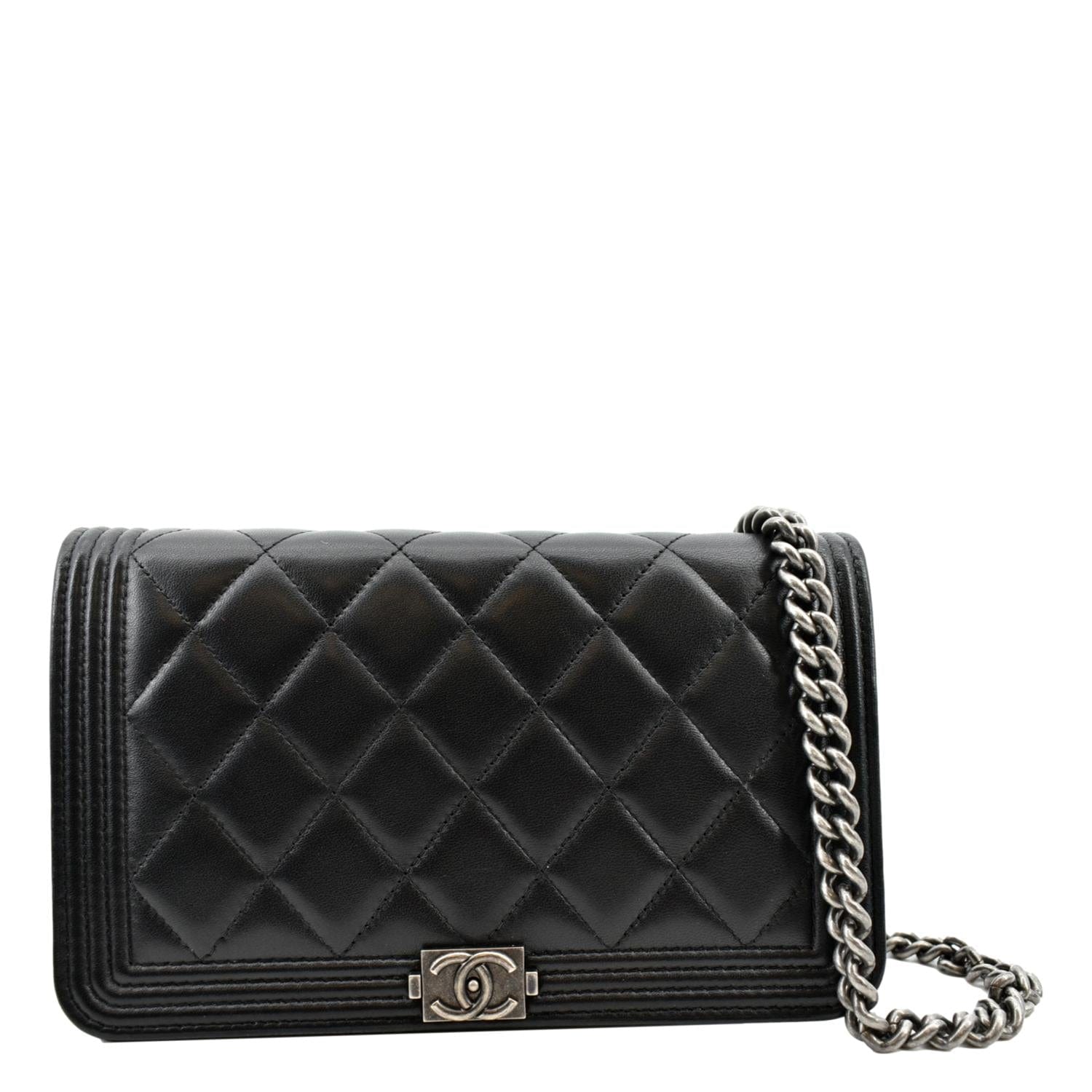 Chanel Boy Woc Lambskin Leather Wallet Clutch Bag - Front