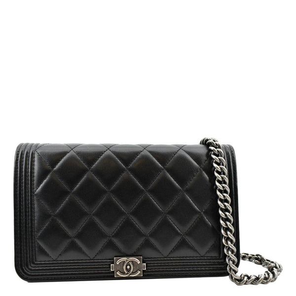 Chanel Boy Woc Lambskin Leather Wallet Clutch Bag - Front