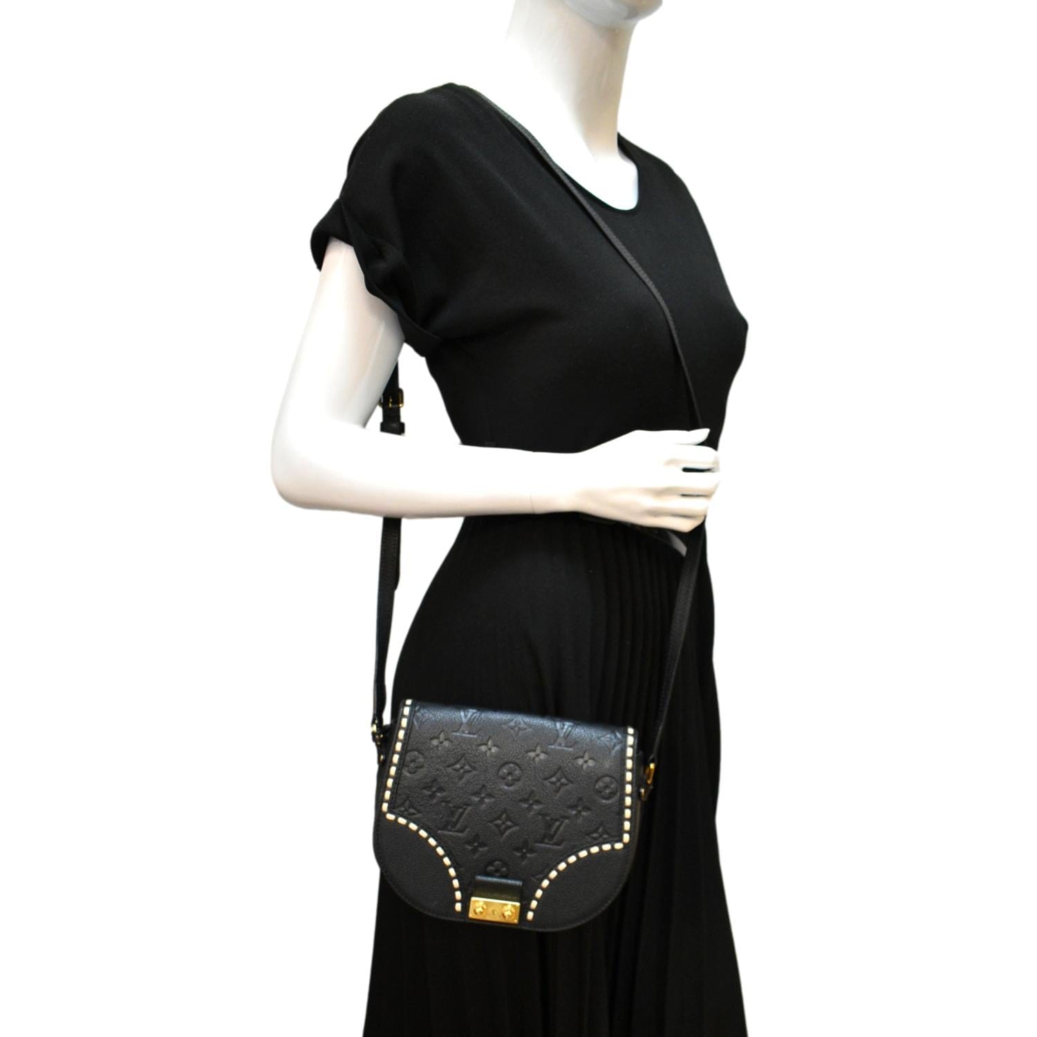 Louis Vuitton BLACK Monogram Empreinte Junot Crossbody Shoulder Bag  Bi-Color EXC