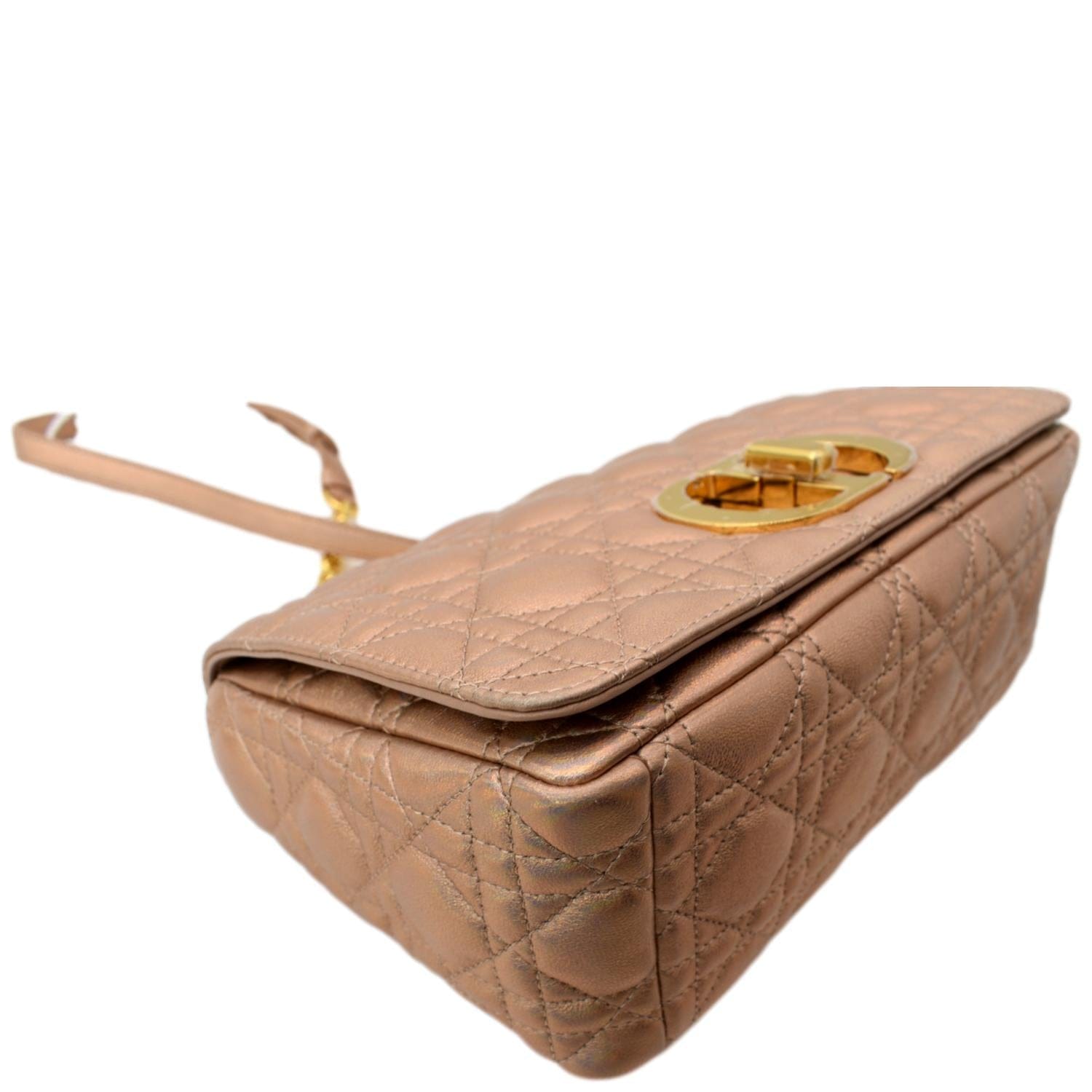 Light brown suede leather with gold-tone metal classic shoulder