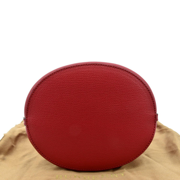 BURBERRY Reversible Haymarket Check Leather Bucket Crossbody Bag Red