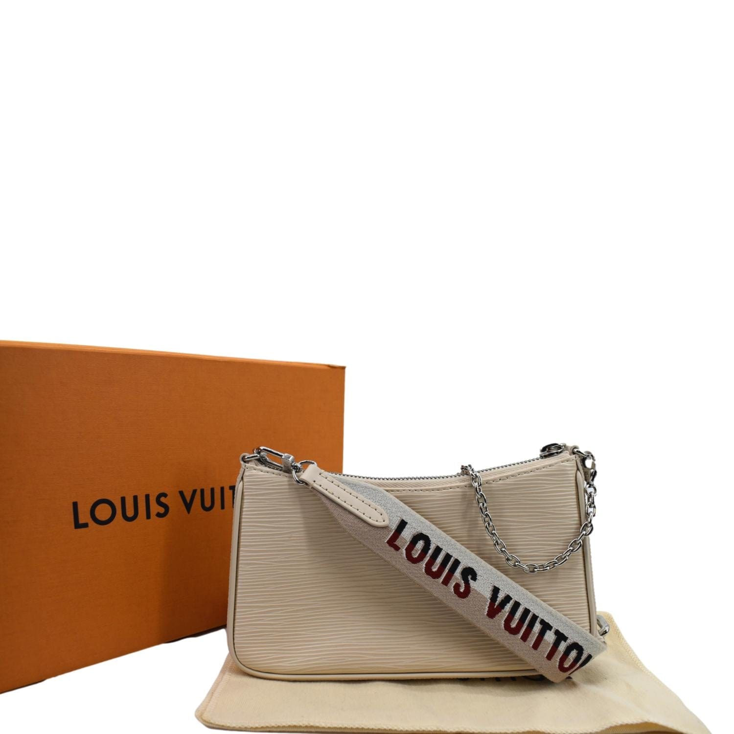 Easy pouch on strap leather handbag Louis Vuitton White in Leather