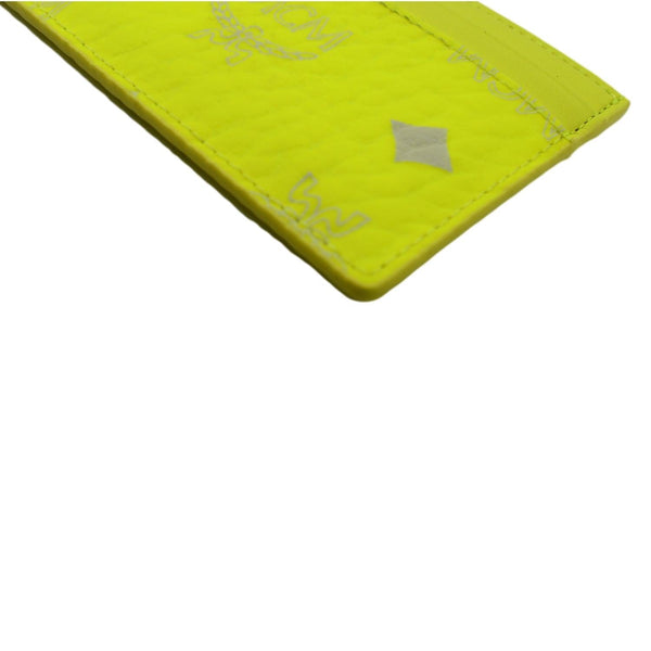 MCM Visetos Coated Canvas Card Case Wallet Neon Yellow