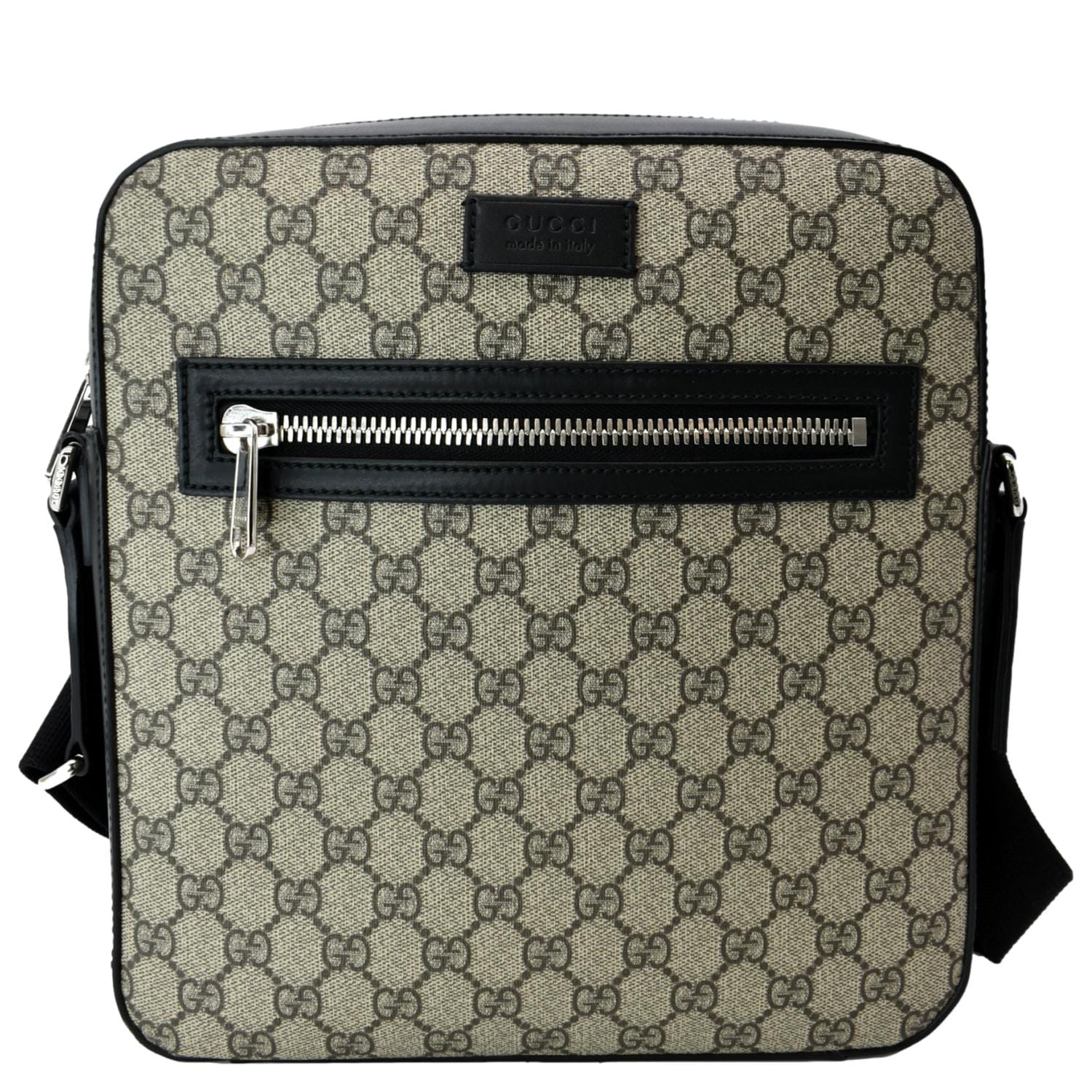 GUCCI Flat GG Supreme Canvas Messenger Bag Beige 473878