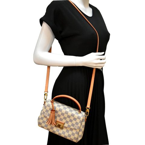LOUIS VUITTON Croisette Damier Azur Satchel Crossbody Bag White