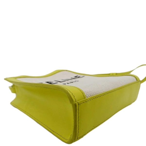 CELINE Mini Vertical Cabas Calfskin Canvas Shoulder Bag Lime