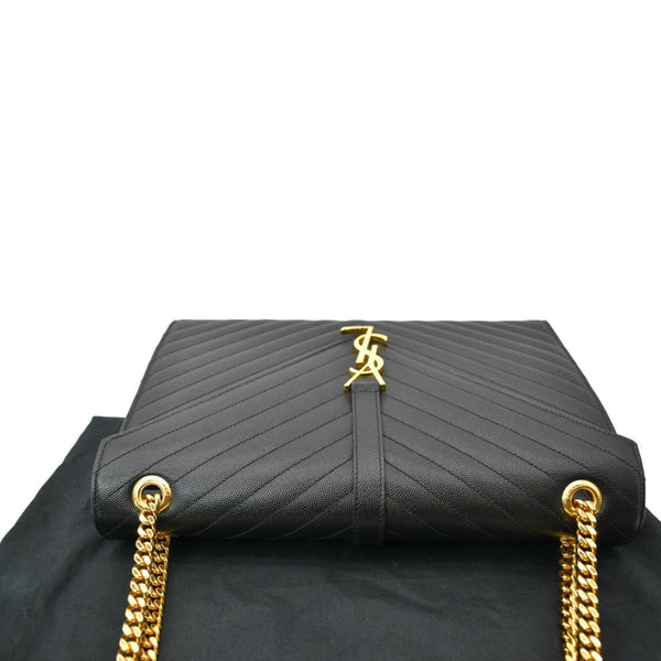 YVES SAINT LAURENT Large Envelope Mix Matelasse Grain De Poudre Chain Shoulder Bag Black