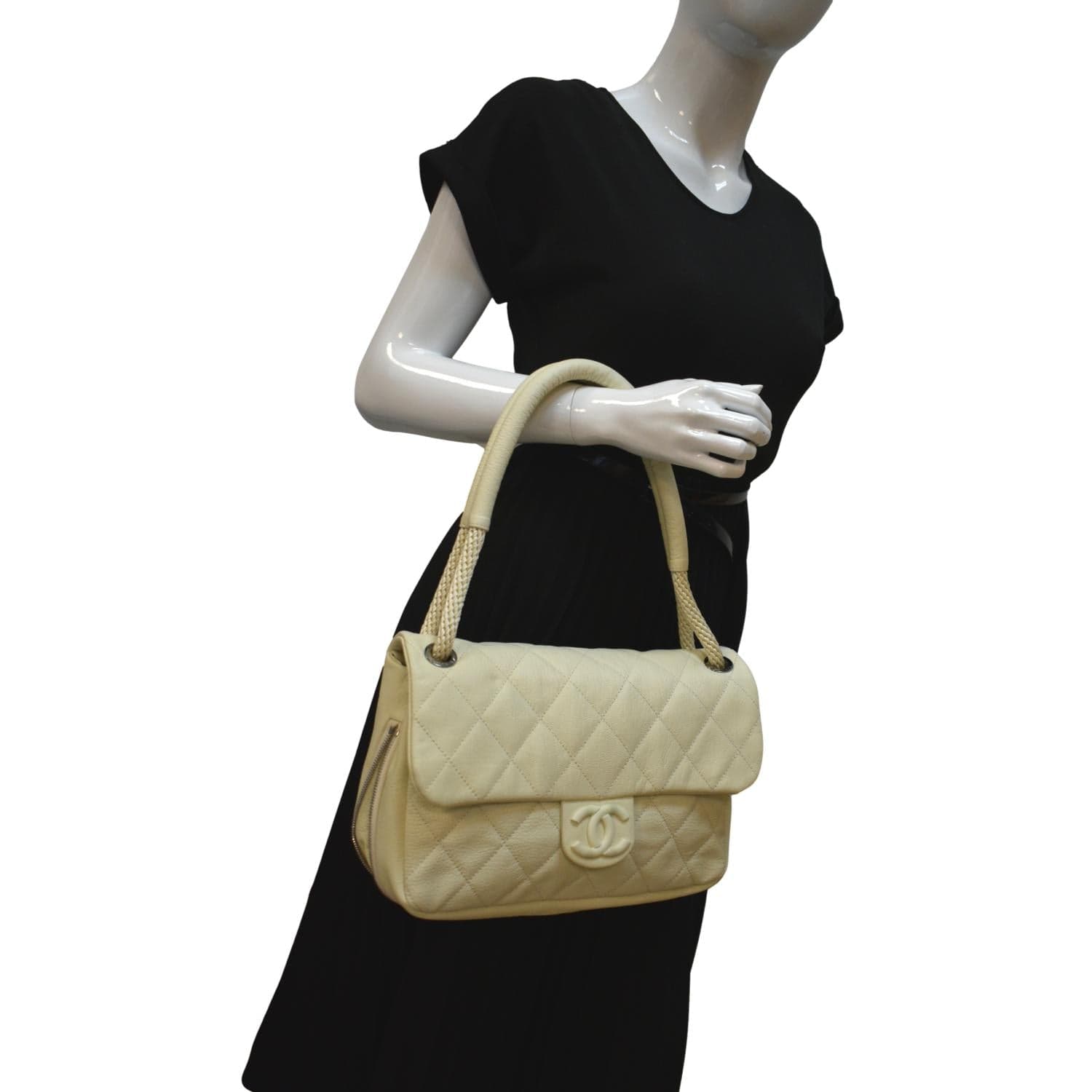 Chanel Rope Bag Chanel Rope Handle Flap Chevre Leather Shoulder Bag White