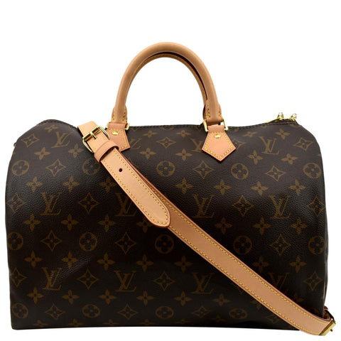 LOUIS VUITTON Speedy 35 Bandouliere Monogram Canvas Shoulder Bag Brown