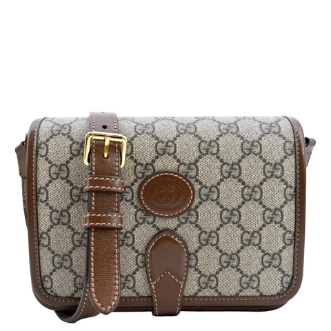 GUCCI Mini Interlocking GG ‎Supreme Canvas Crossbody Bag Beige 671620