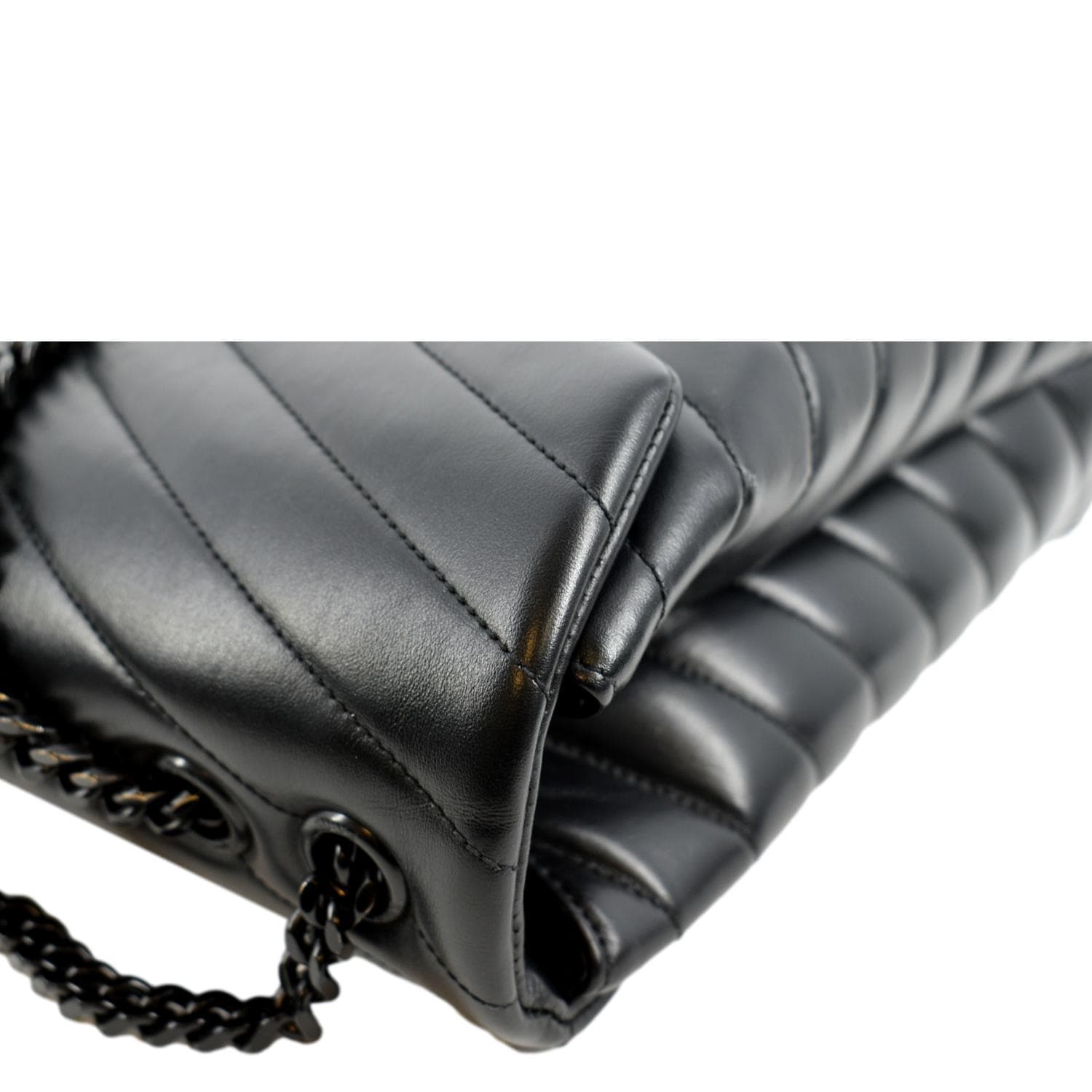 Chanel So Black Chevron Large Classic Double Flap Bag