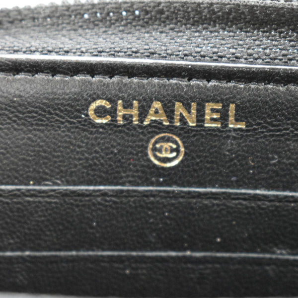 Chanel Small Boy Lambskin Zip Around Wallet in Black - Stamp