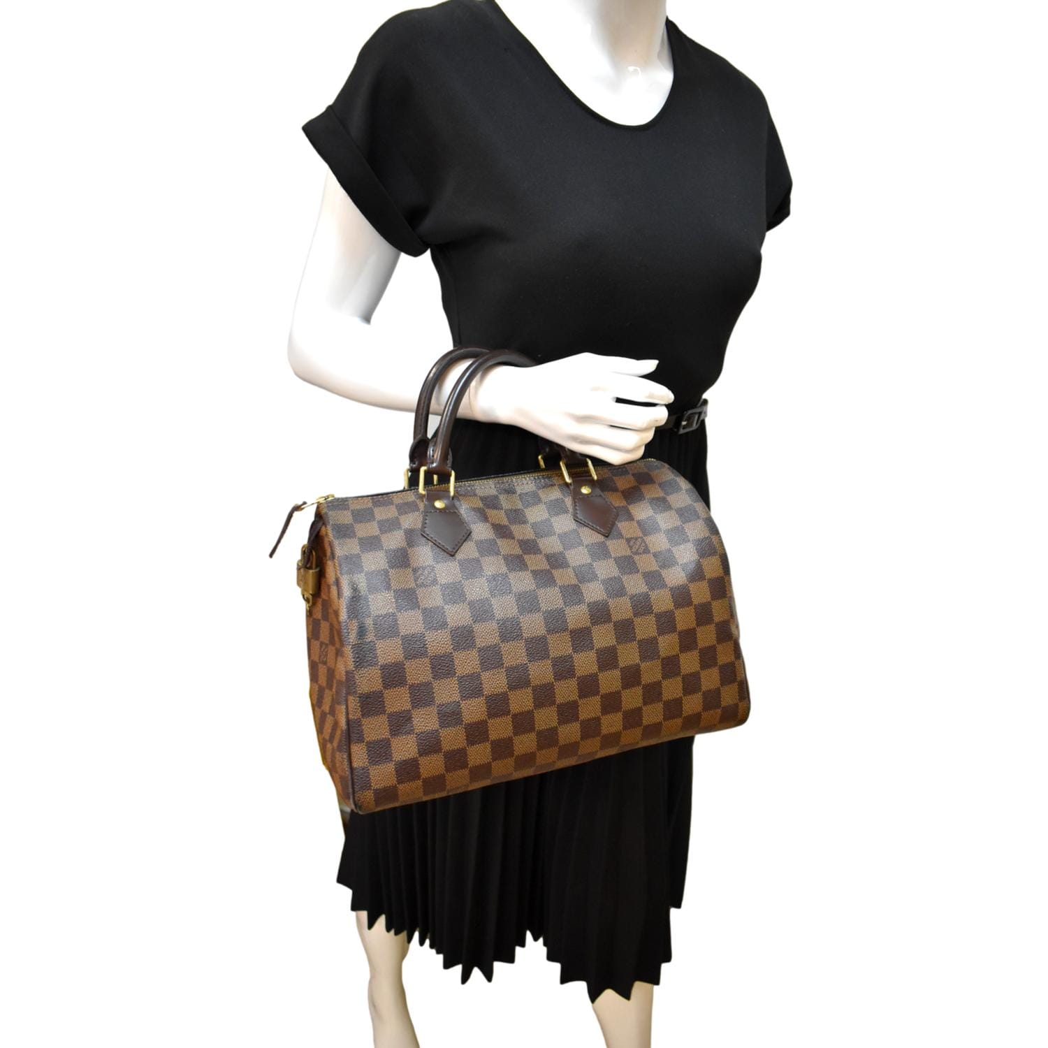 LOUIS VUITTON Speedy 30 Damier Ebene Satchel Bag Brown