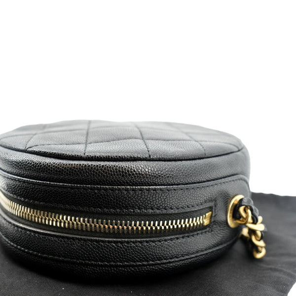 Chanel Round Quilted Caviar Leather Clutch Bag - Right Side
