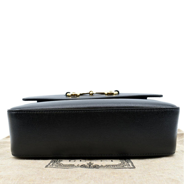 Gucci Horsebit 1955 Small Leather Shoulder Bag Black - Bottom