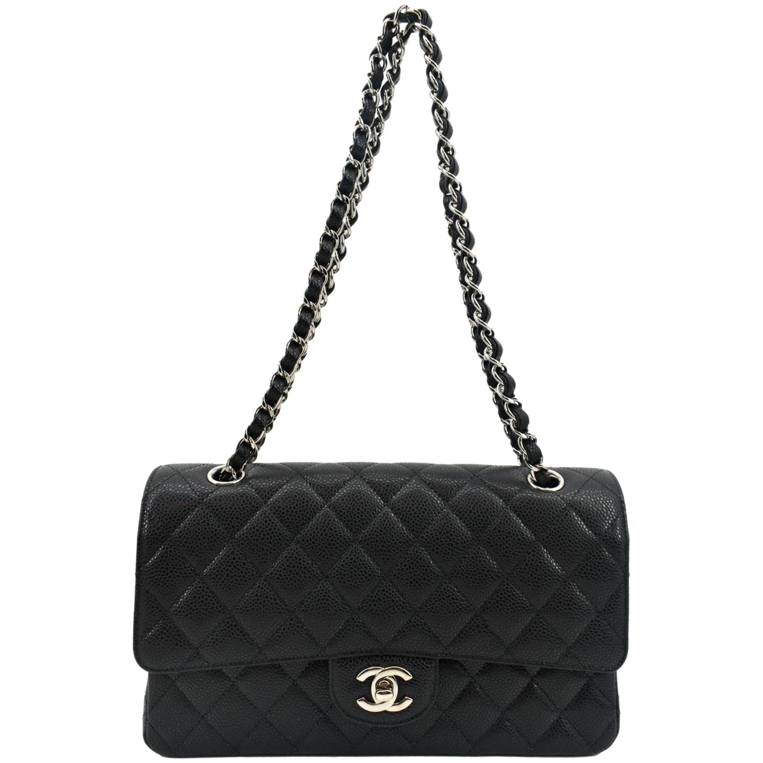 Chanel Classic Double Flap Medium Leather Shoulder Bag - Front