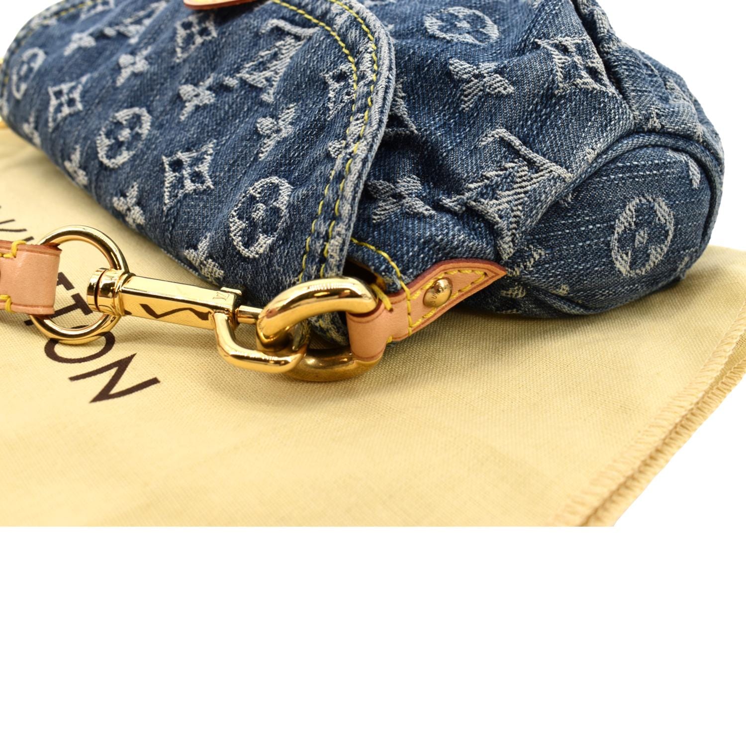 Louis Vuitton Denim Monogram Leather Gold Chain Crossbody Flap
