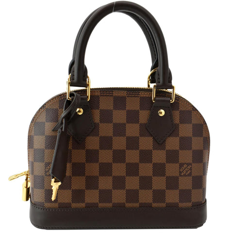 LOUIS VUITTON Alma BB Damier Ebene Satchel Crossbody Bag Brown