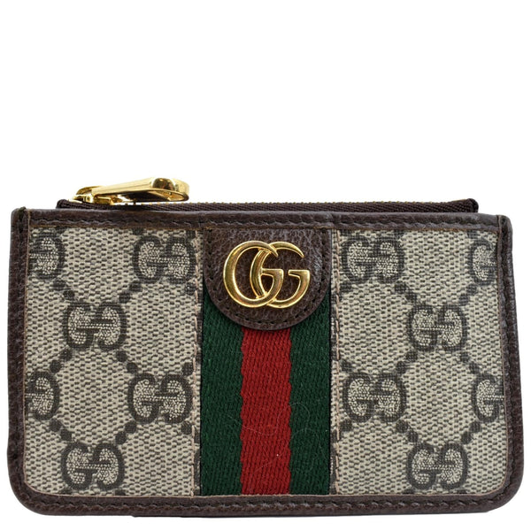 Gucci Ophidia GG Supreme Canvas Card Case Brown ‎- Front