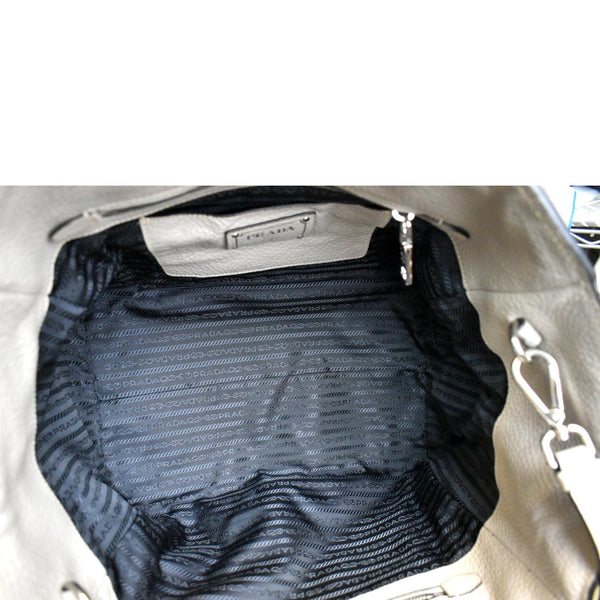 Prada Leather Tote Shoulder Bag in Grey Color - Inside