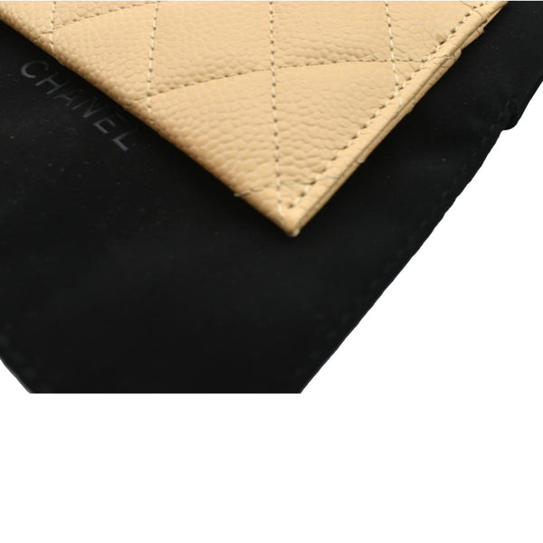 CHANEL CC Card Holder Caviar Leather Wallet Beige
