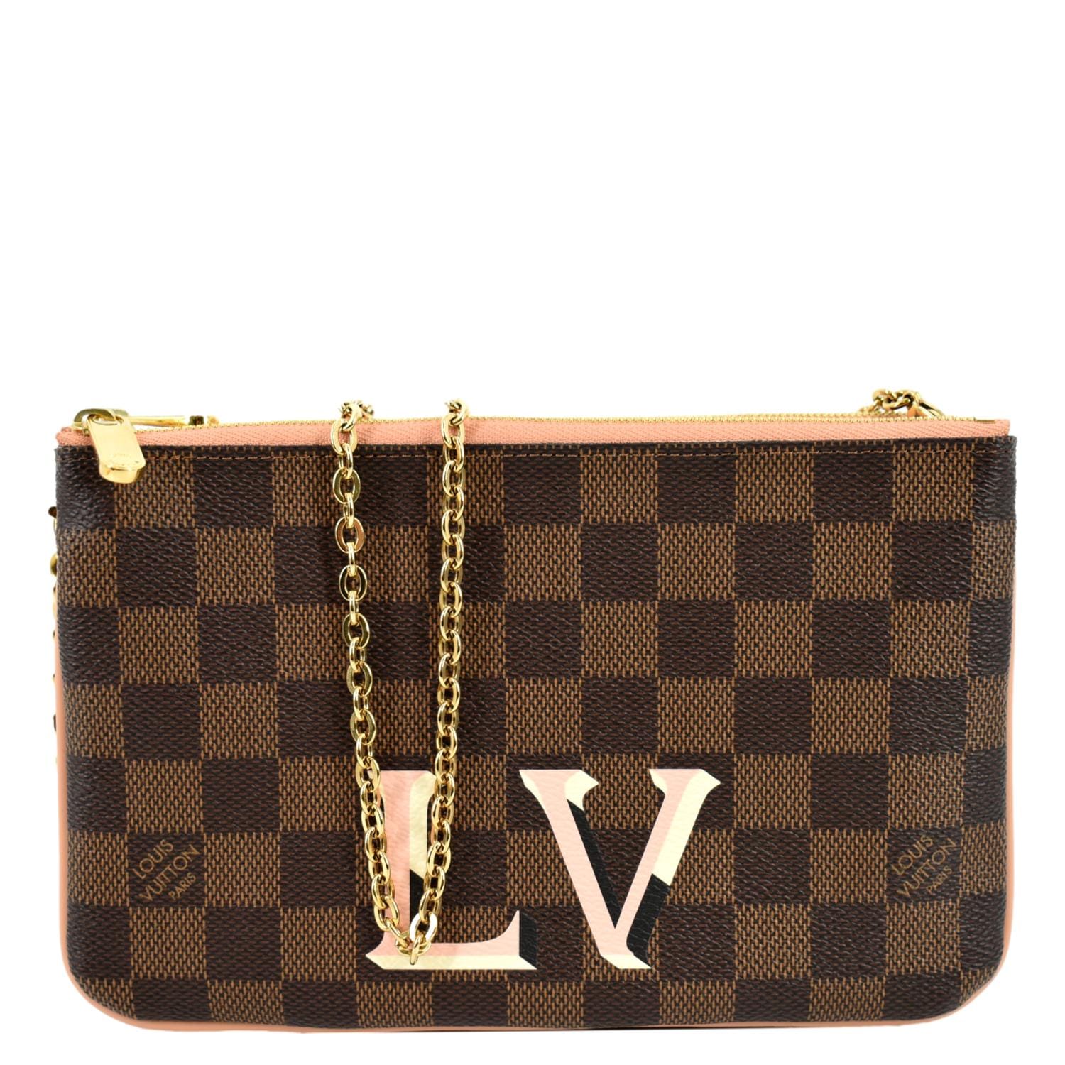 Louis Vuitton Double Zip Pochette Damier Crossbody Bag  - Front