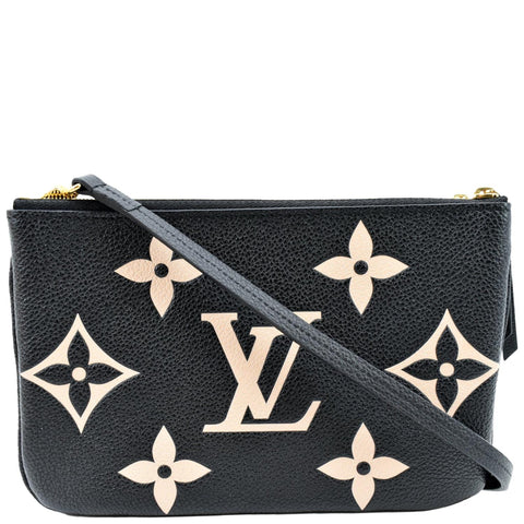 LOUIS VUITTON Double Zip Pochette Monogram Empreinte Crossbody Bag Bicolor