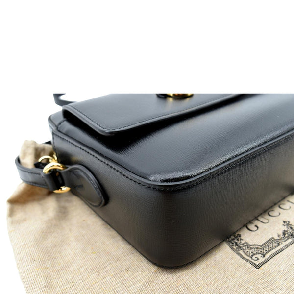 Gucci Horsebit 1955 Small Leather Shoulder Bag Black - Bottom Left