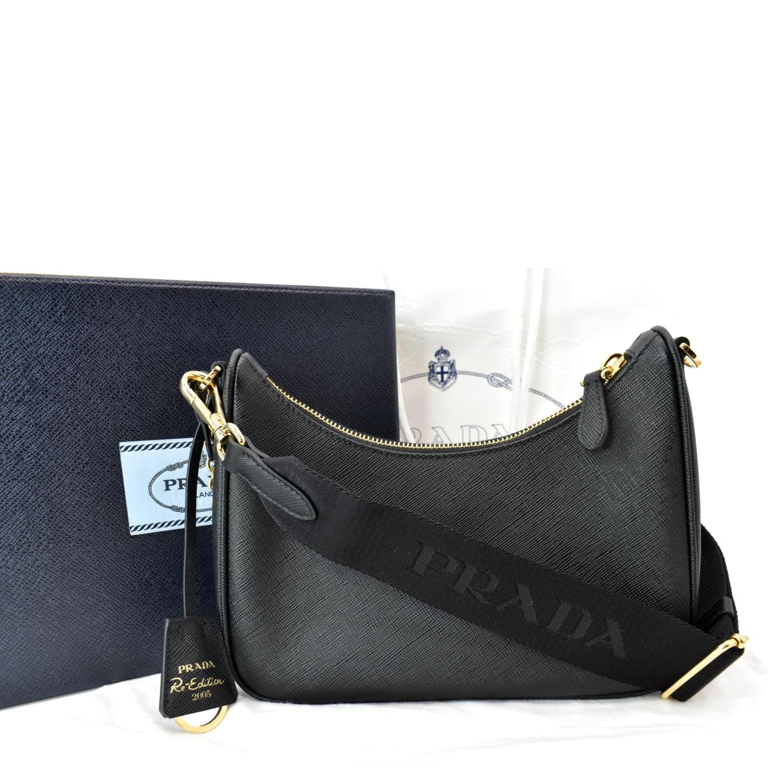 Prada Re-Edition 2005 Shoulder Bag Saffiano Leather Small Black
