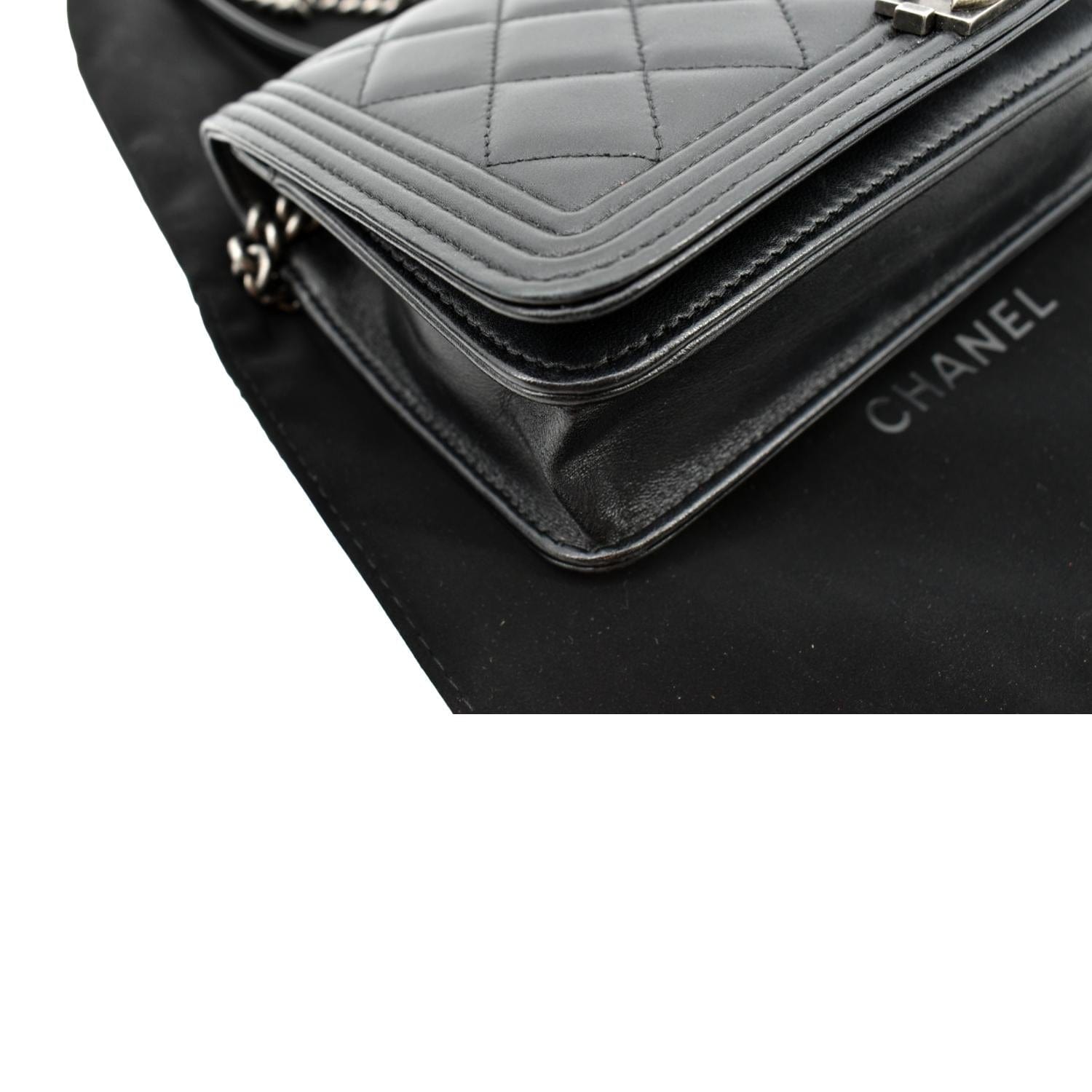 Chanel WOC Wallet on Chain in Black Lambskin with Silver Hardware