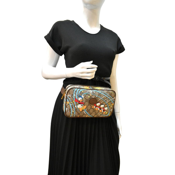 Gucci xDisney GG Supreme Canvas Belt Bag in Beige Color - Full View