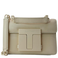 TOM FORD T Clasp Small Leather Shoulder Bag Beige-DDH