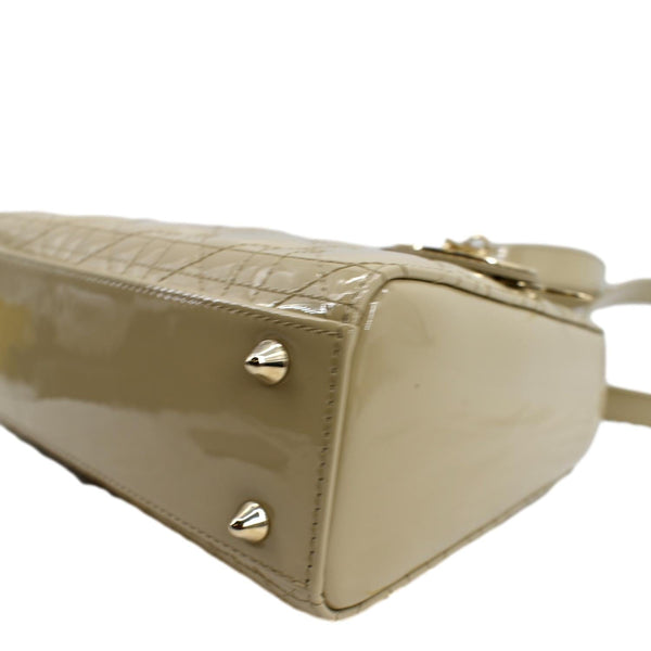 CHRISTIAN DIOR Lady Dior Small Patent Leather Shoulder Bag Beige