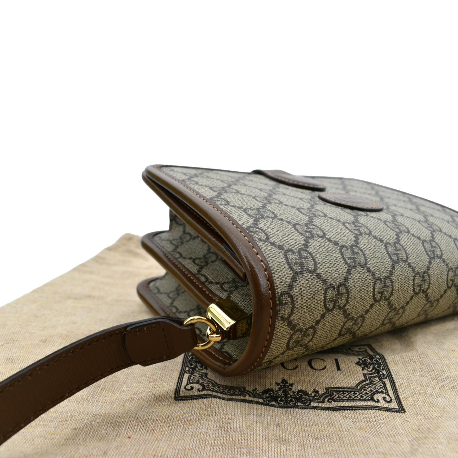 Gucci Vintage Brown GG Monogram Crossbody Clutch Bag