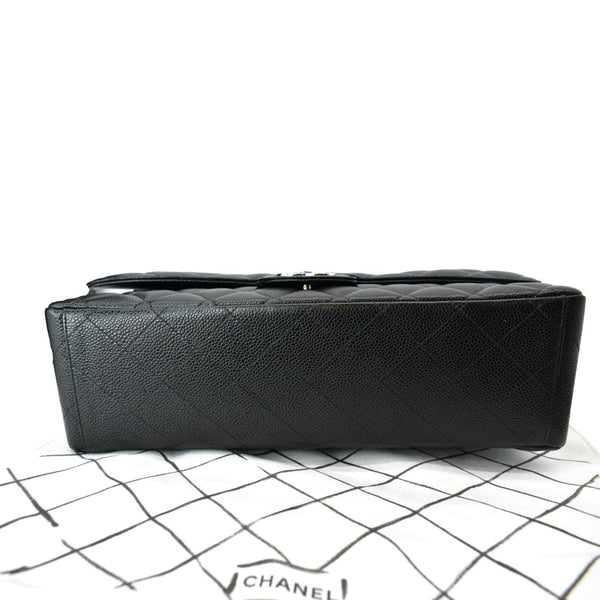 CHANEL Maxi Classic Flap Caviar Leather Shoulder Bag Black
