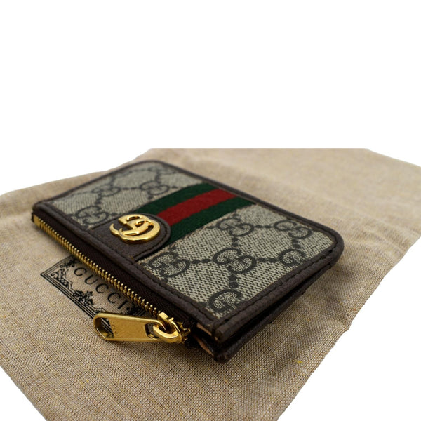 Gucci Ophidia GG Supreme Canvas Card Case Brown ‎- Left Side