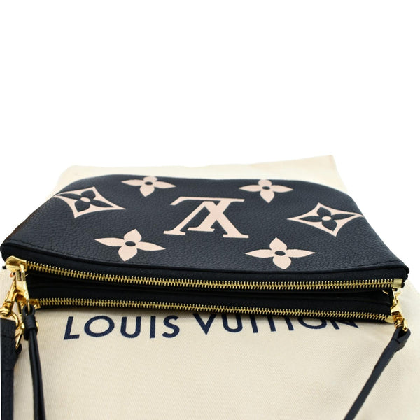 LOUIS VUITTON Double Zip Pochette Monogram Empreinte Crossbody Bag Bicolor