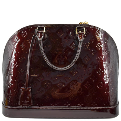 LOUIS VUITTON Alma GM Monogram Vernis Leather Satchel Bag Amarante