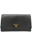 PRADA Continental Flap Saffiano Leather Long Wallet Black