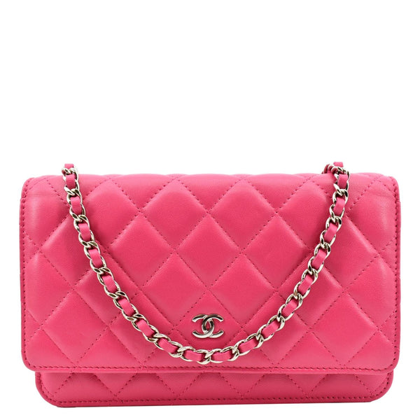 CHANEL WOC Quilted Leather Crossbody Wallet Fuchsia Pink