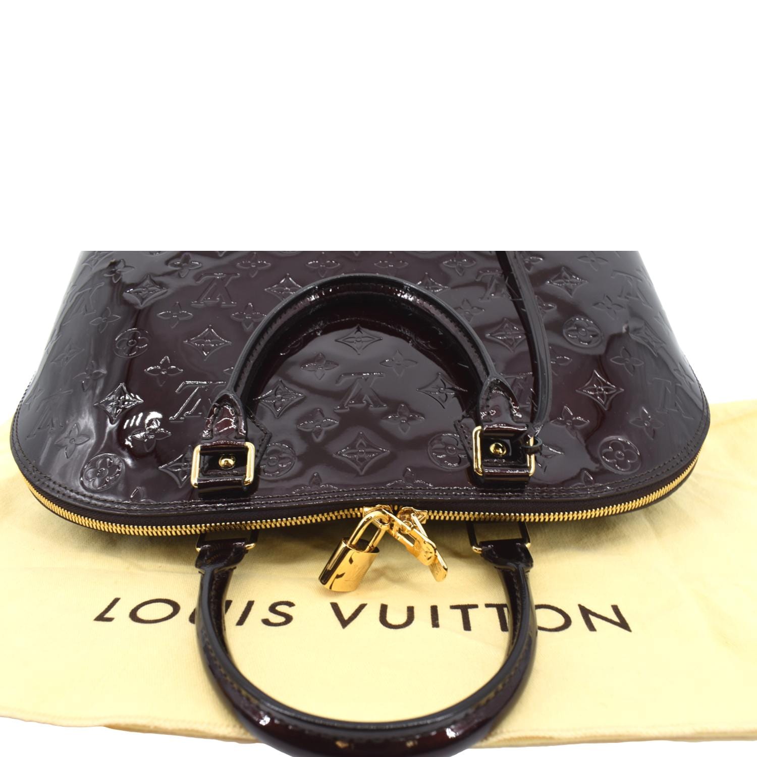 Louis Vuitton Alma GM Monogram Vernis Leather Satchel Bag Green