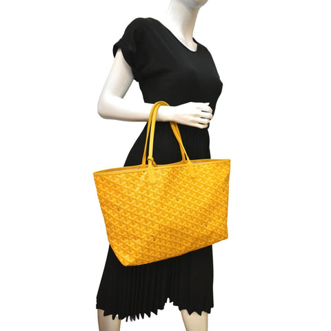 GOYARD Saint Louis PM Chevron Print Canvas Tote Bag Yellow